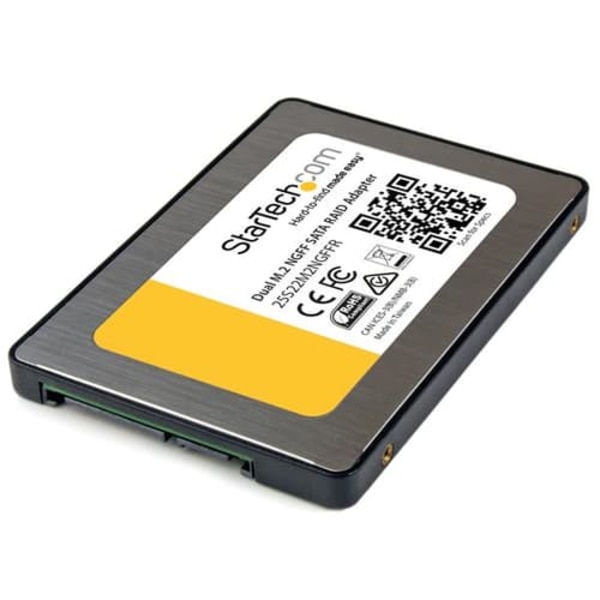 DUAL M.2 NGFF SSD TO 2.5IN SATA Sort, Metallic, Hvid, Gul