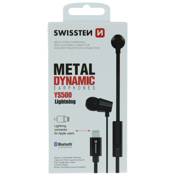 Swissten sluchátka earbuds dynamic lightning ys500 černá
