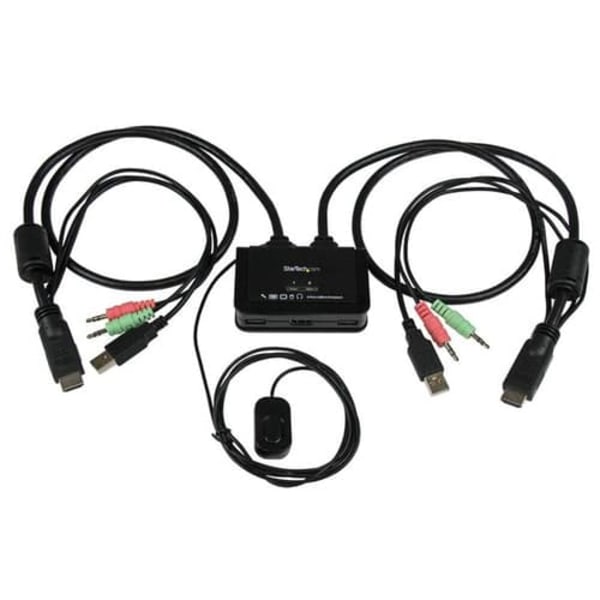 2PORT CABLE KVM WITH HDMI USB Sort