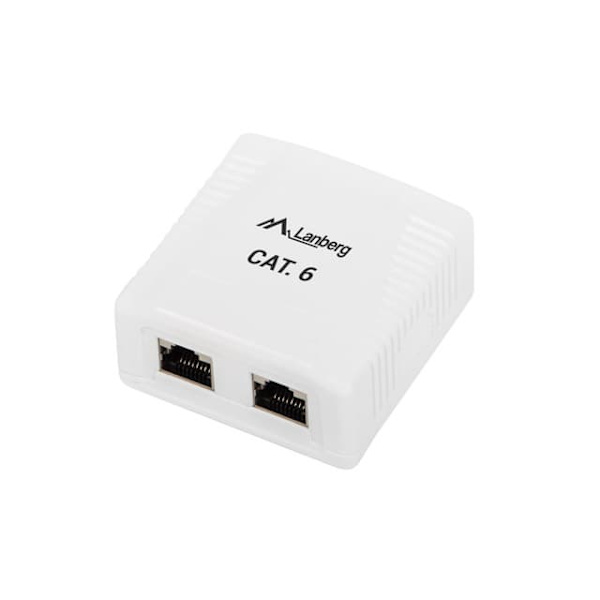 Gniazdo natynkowe 2x RJ45 Kat.6 białe ekranowane