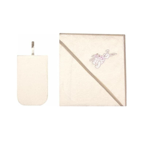 ZAFFIRO double after bath covers with a washcloth 80x80 cm Ecru