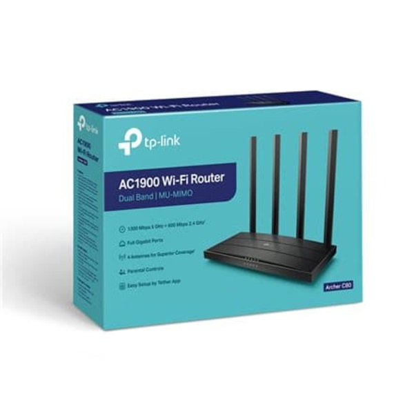 TP-Link Archer C80 wireless router Gigabit Ethernet Dual-band (2.4 GHz / 5 GHz) Black Sort