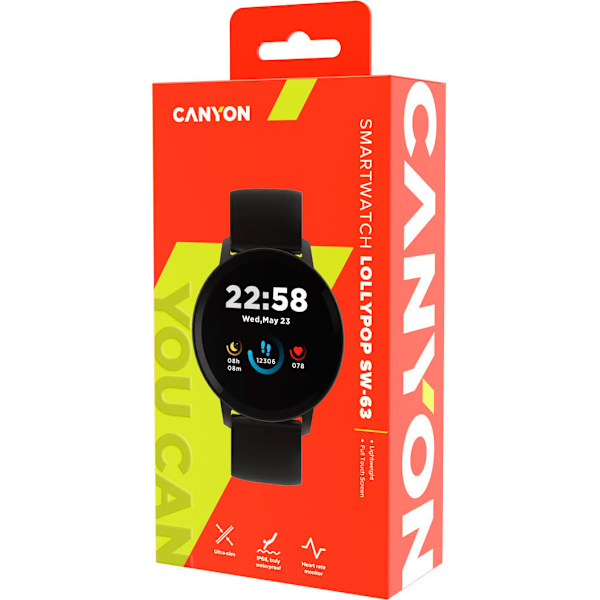 CANYON Lollypop SW-63, Smart watch, 1.3inches IPS full touch screen, Round watch, IP68 waterproof, multi-sport mode, BT5.0, compatibility with iOS and