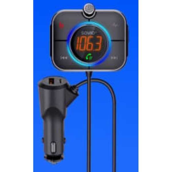 Savio TR-14 Transmiter FM z Bluetooth i ładowarką PD 87.6 - 107.9 MHz Bluetooth/USB Black