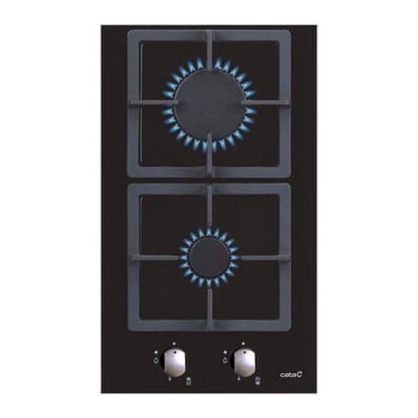 CATA | Hob | SCI 3002 BK | Gas on glass | Number of burners/cooking zones 2 | Rotary knobs | Black Sort