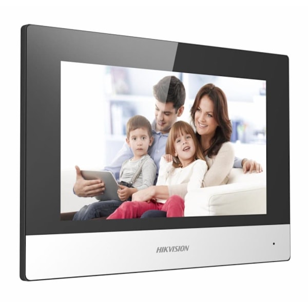 MONITOR videointerfon modular HIKVISION, ecran LCD 7" color cu touch screeen, rezolutie ecran 1024 x 600, Wi-Fi 802.11b/g/n, "DS-KH6320-WTE1/EU" (timb Sort, Sølv