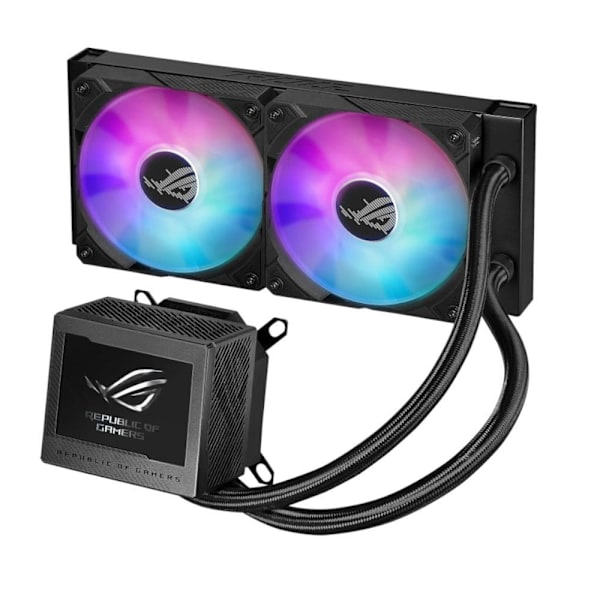 ASUS ROG RYUJIN III 240 ARGB AiO Liquid Cooler w. 3.5"" LCD, 2x120mm ROG ARGB Magnetic Daisy-chainable Fans 2200 RPM PWM Sort