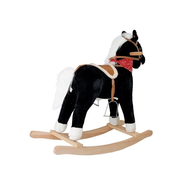 Black and white rocking horse Sounds Moves Snout Tail 74 cm