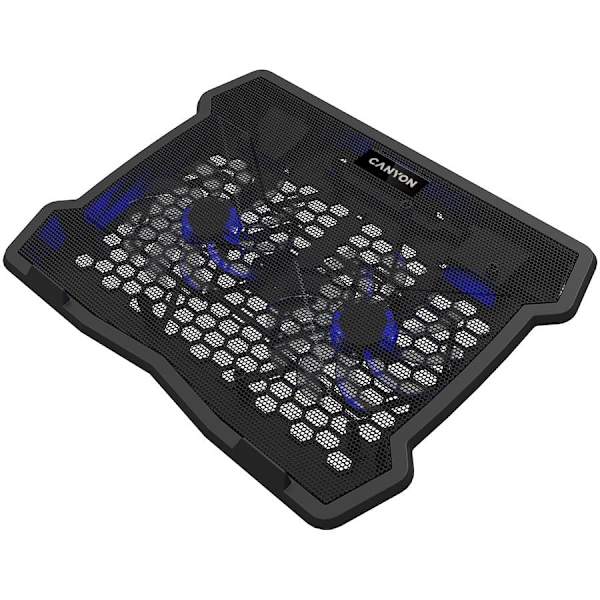 CANYON NS03, Cooling stand dual-fan with 2x2.0 USB hub, support up to 10”-15.6” laptop, ABS plastic and iron, Fans dimension:125*125*15mm(2pcs), DC 5V Svart