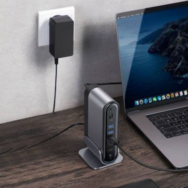 Baseus HUB Working Station Three-Screen Multifunction Type-C Adapter (CN+EU+UK) Dark Gray CAHUB-DG0G