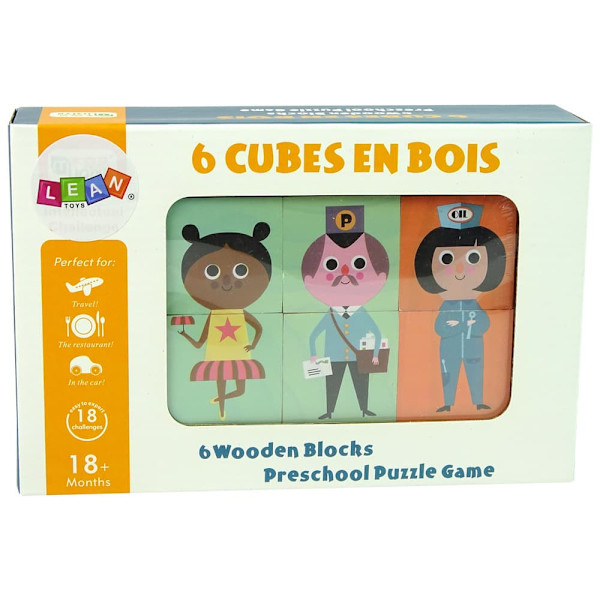 Wooden Blocks Assemble Characters 6 Piece Puzzle Colourful