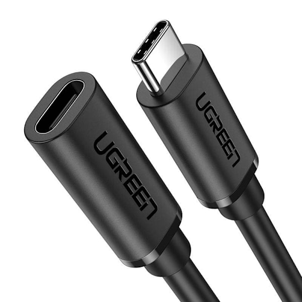 CABLU USB Type-C Ugreen prelungitor, "US353" USB Type-C (T) la USB Type-C (M), 1m, negru, "10387" (timbru verde 0.18 lei) - 6957303813872