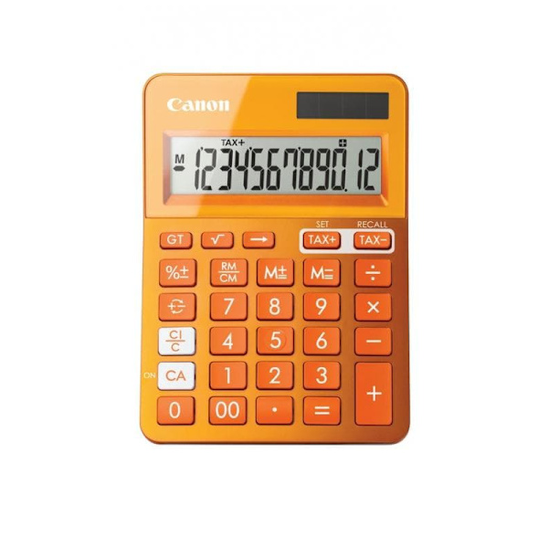 Calculator de birou CANON, LS-123K OR, ecran 12 digiti, alimentare solara si baterie, display LCD, functie business, tax si conversie moneda, portocal Orange