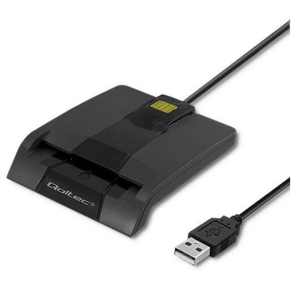 Qoltec 50634 Intelligent Smart ID chip card reader SCR-0634 | USB Type C