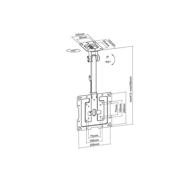 Multibrackets MB-3090 TV ceiling bracket 23"-55" / 20kg Sort