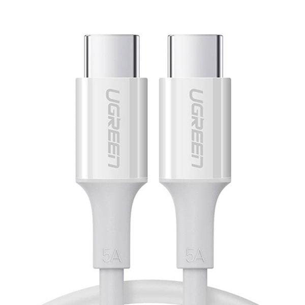CABLU alimentare si date Ugreen, "US300", Fast Charging Data Cable pt. smartphone,USB Type-C la Type-C, ABS, 5A, 2m, alb "60552" (timbru verde 0.08 le