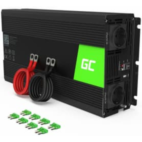 Green Cell INV25 power adapter/inverter Auto 1500 W Black musta