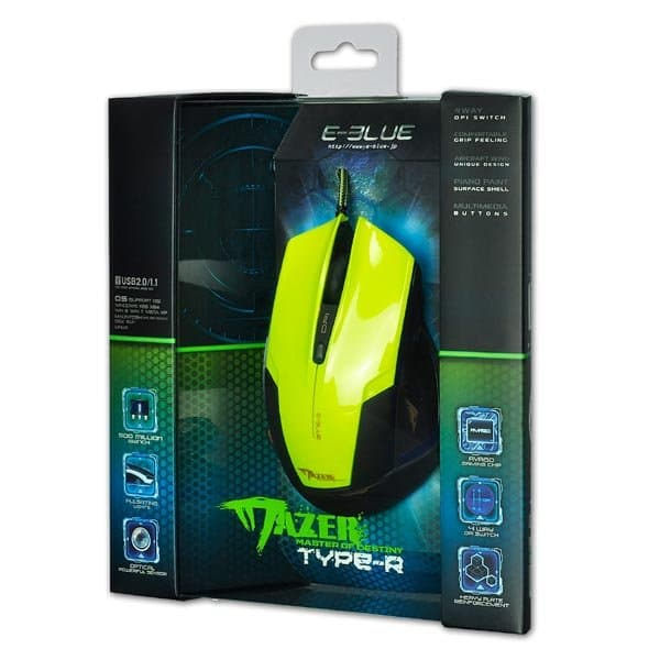 E-Blue EMS124GR Gaming Mouse with Additional Buttons / LED RGB / 2400 DPI / Avago Chipset / USB Green