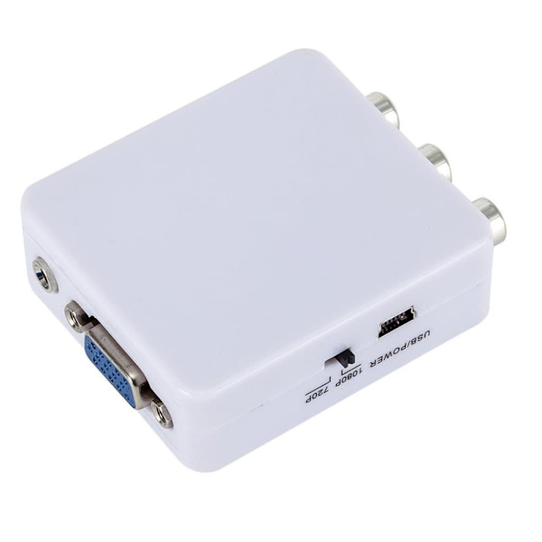 RoGer Adapter to Transfer RCA to VGA Signal (+Audio) White