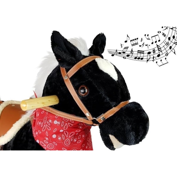 Black and white rocking horse Sounds Moves Snout Tail 74 cm