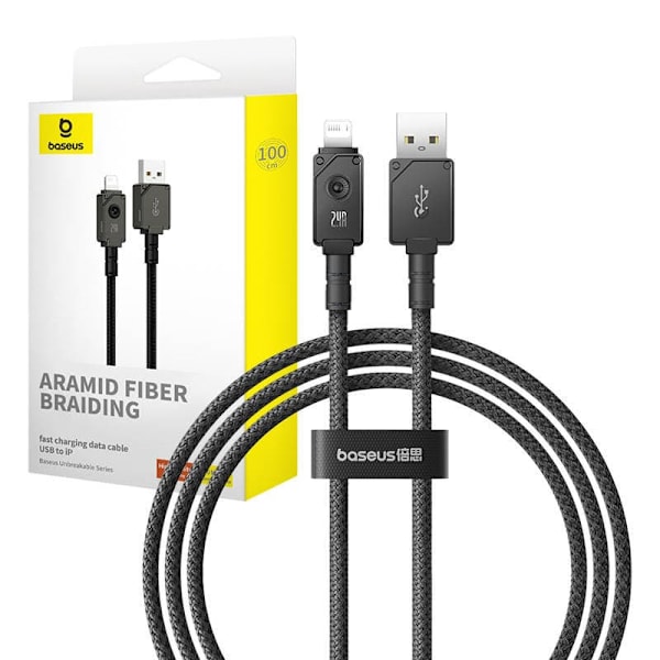 Baseus Unbreakable USB A to iP cable 1 m 5V-2.4A Black