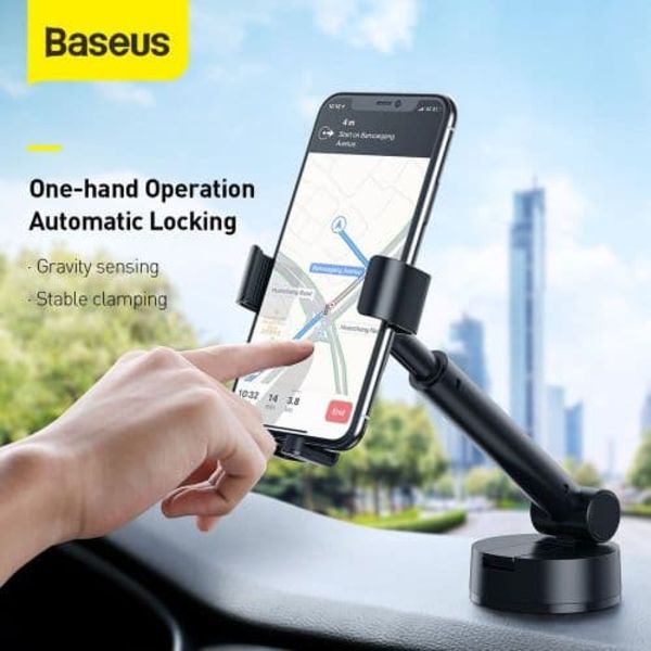 SUPORT AUTO Baseus Simplism pt. SmartPhone, fixare parbriz sau bord prin ventuza, negru "SUYL-JY01" - 6953156220966