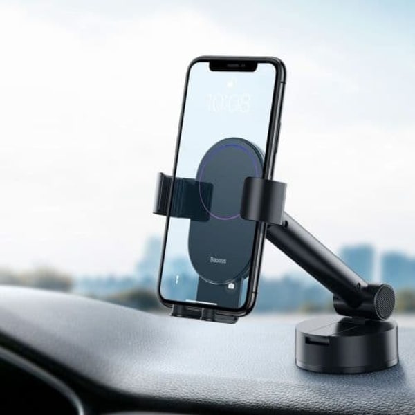 SUPORT AUTO Baseus Simplism pt. SmartPhone, fixare parbriz sau bord prin ventuza, negru "SUYL-JY01" - 6953156220966