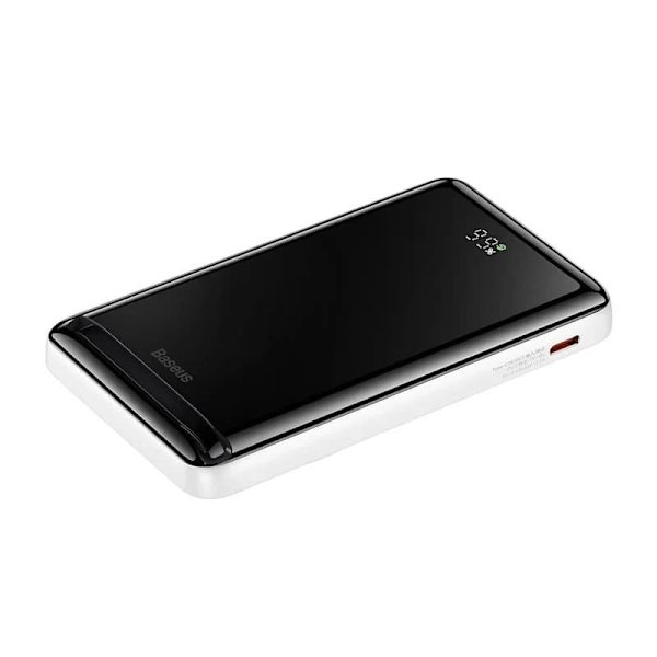 Baseus Power Bank Magnetic Wireless charging (With Xiaobai Type-C to Type-C 60W(20V/3A) 0.5m) MagSafe 15W / PD 20W, 10000 mAh, White (PPCX000202)
