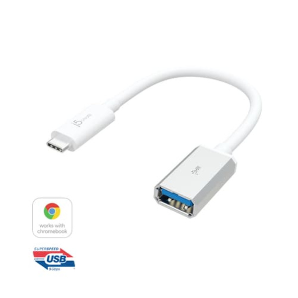 Cable JUCX05, USB-C plug - USB-A socket, USB 3.1, White