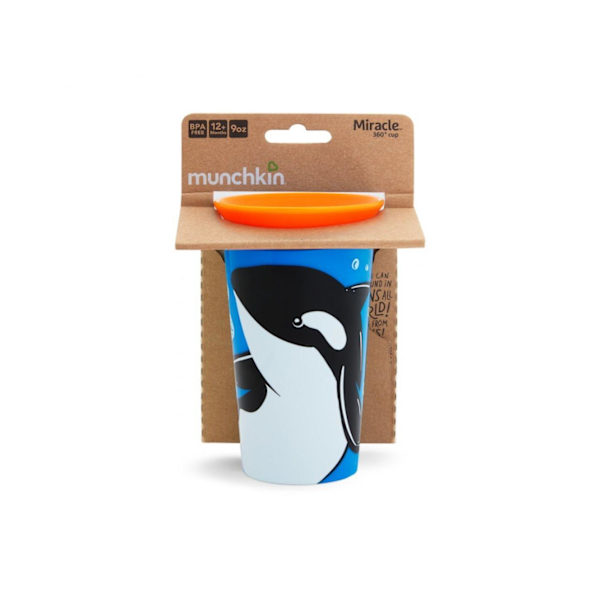 MUNCHKIN WildLove Sippy Cup, orca, Miracle 360,  6m+, 266 ml, 05177802