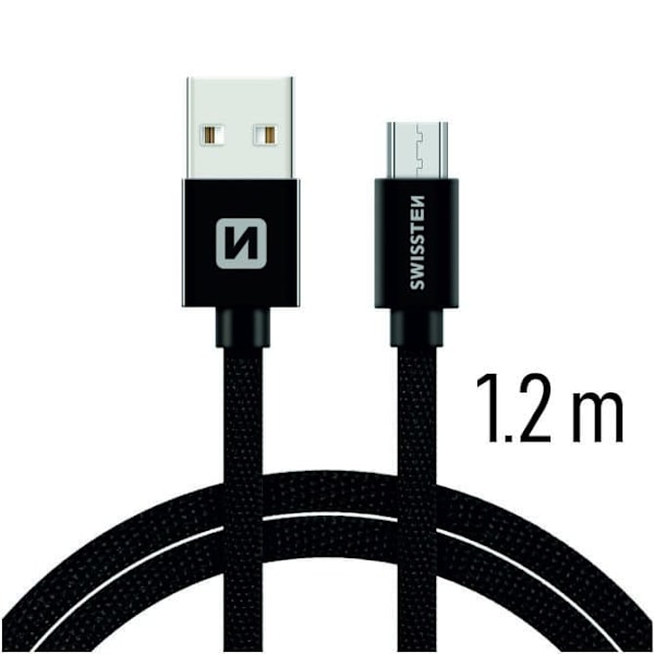 Swissten Datový Kabel Textile Usb / Micro Usb 1,2 M Černý
