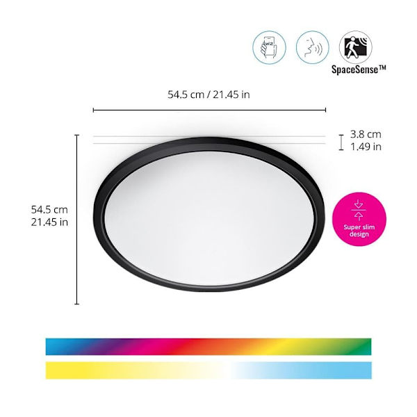 WiZ | Smart WiFi SuperSlim Ceiling 545mm, Black | 32 W | 2200-6500 K (RGB)