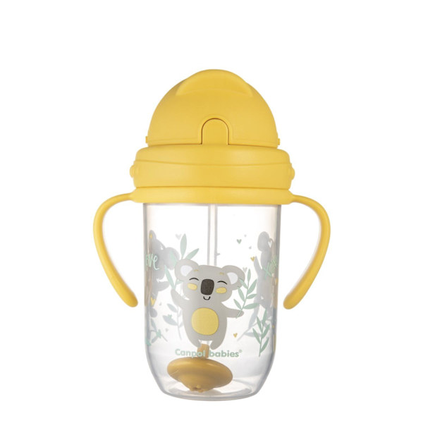 CANPOL BABIES non-spill cup with weighted straw EXOTIC ANIMALS, 6m+, 270ml, yellow, 56/606_yel