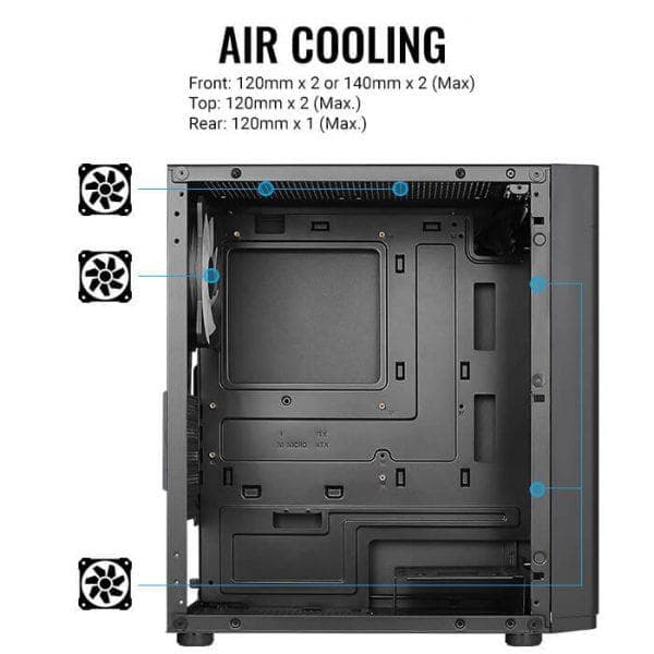 Aerocool HEXFORMBKV2 Micro ATX PC Case 3 Fans FRGB Black musta