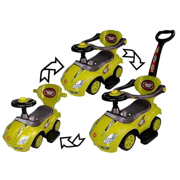 Toddlers Ride On Push Along with Parent Handle Mega Car 3in1 Yellow