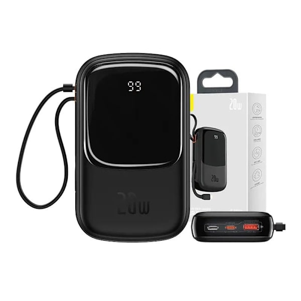 Baseus Qpow PRO Powerbank with Lightning cable USB-C / USB / 20000mAh / 20W