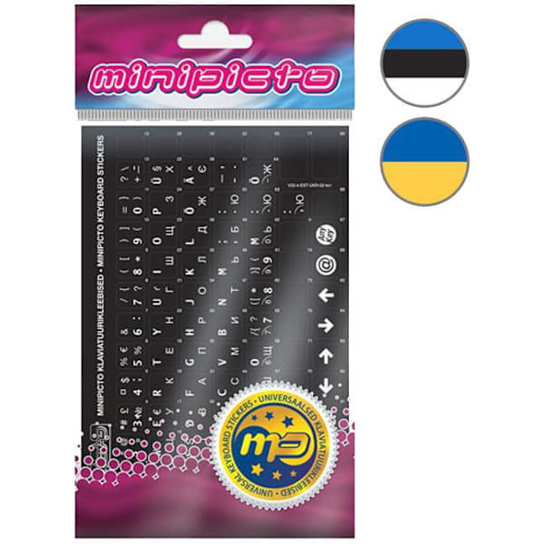 Minipicto keyboard stickers EST/UKR, black/matte (KB-UNI-ESTUKR02TW-BL)