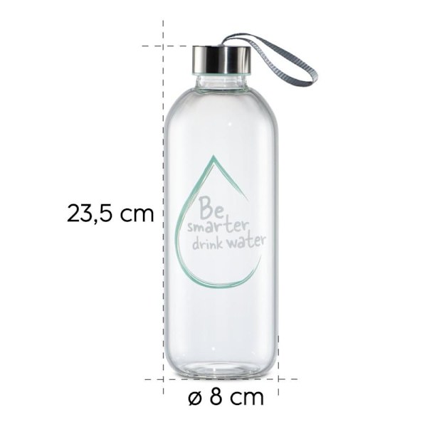 Xavax To Go Glass Bottle, 1l, with Protective Sleeve, Loop, for Carbonated & Hot/Cold