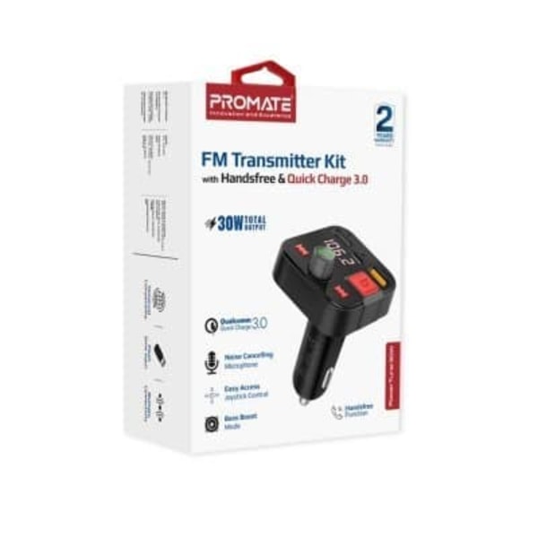 PROMATE PowerTune-30W Bluetooth FM Transmitter QC3.0 / PD30W / USB / Hands-free