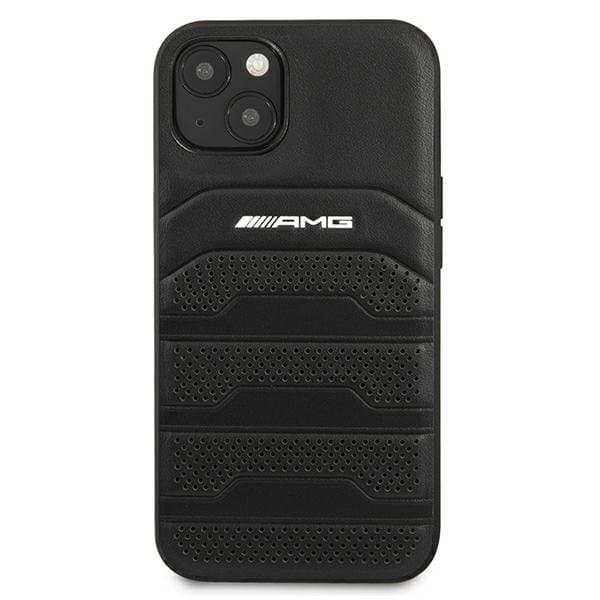 AMG AMHCP13SGSEBK Leather Debossed Lines Back Case For Apple iPhone 13 Mini Black