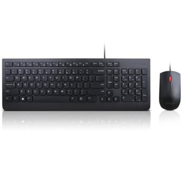 Lenovo | Essential | Essential Wired Keyboard and Mouse Combo - US English with Euro symbol | Black | Keyboard and Mouse Set | Wired | Mouse included Svart