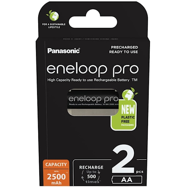 Rechargeable batteries PANASONIC ENELOOP PRO AA 2500 mAh 2 szt (BK-3HCDE/2CP)