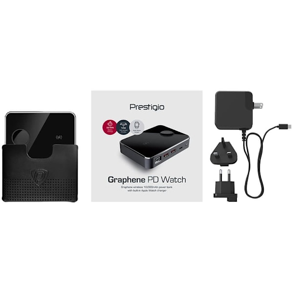 Prestigio Graphene PD Watch Edition, fast charging powerbank, 10000 mAh, 2*USB3.0 QC, 1*Type-C PD, wireless charger 10W, Apple Watch wireless charger