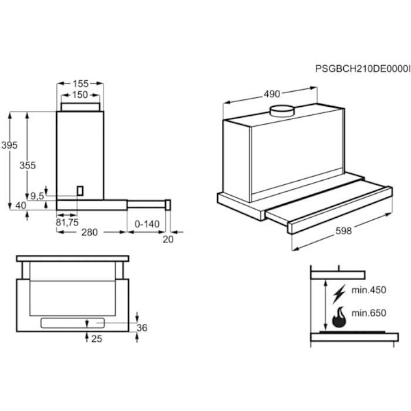 Electrolux LFP616X Built-under Grey A 600 m³/h