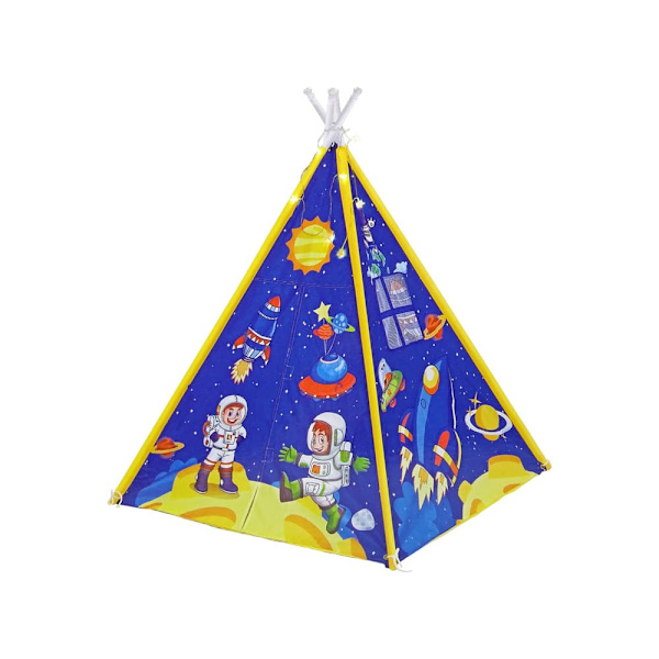 Tent for Kids Lighting Effects Space Rockets Stars Blue