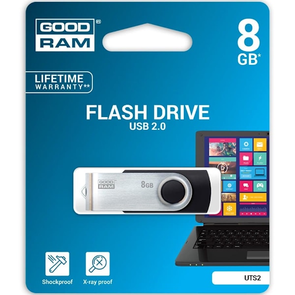 Goodram UTS2 USB flash drive 8 GB USB Type-A 2.0 Black,Silver Svart