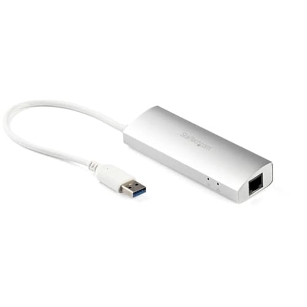 StarTech.com 3-Port USB 3.0 Hub with Gigabit Ethernet - Up to 5Gbps - Portable USB Port Expander with Built-in Cable (ST3300G3UA) - hub - 3 ports