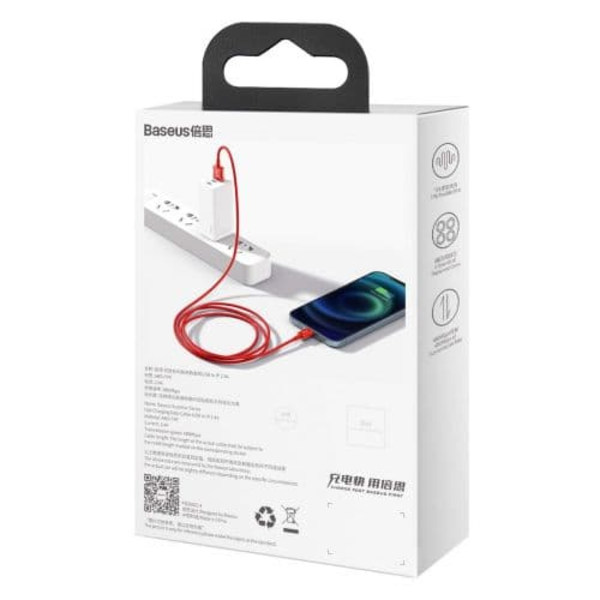 Baseus Lightning Superior Series cable, Fast Charging, Data 2.4A, 1m Red (CALYS-A09)