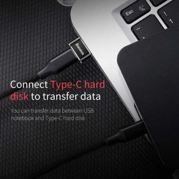 Adapteris Baseus Converter USB Male To Type-C Female Black