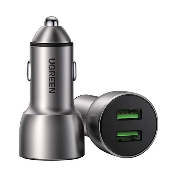 INCARCATOR auto Ugreen, "CD213" 2 x USB Output 5V/3A QC3.0, total output 36W, pt. bricheta auto, gri "10144" (timbru verde 0.8 lei) - 6957303811441